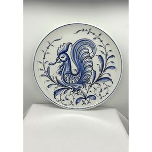 Anfora Agueda Portugal Hand Painted Blue White Rooster Ceramic Wall Plate 166